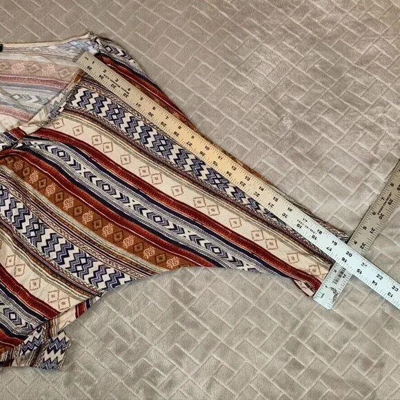 Womens Large Lightweight Cardigan Shirt Open Front Colorful Aztec Geometric - Picture 10 of 12